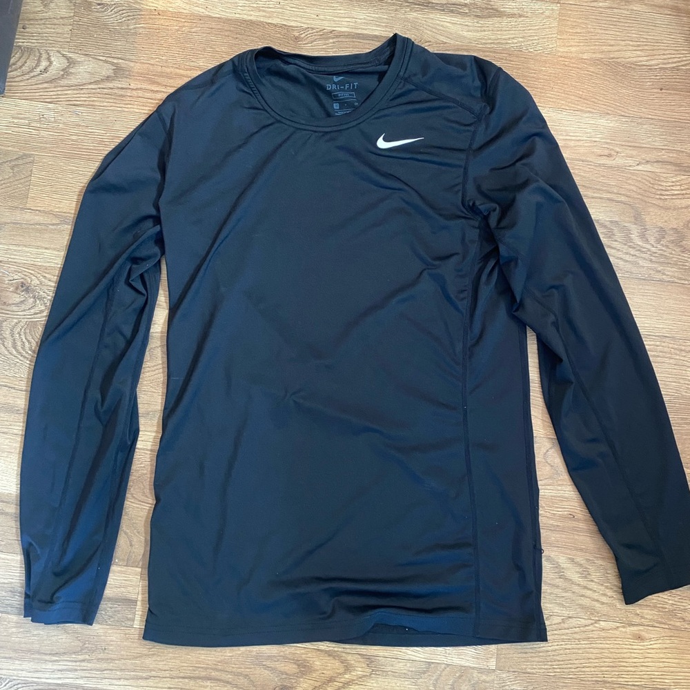 Fitted Black Dri fit long sleeve shirt